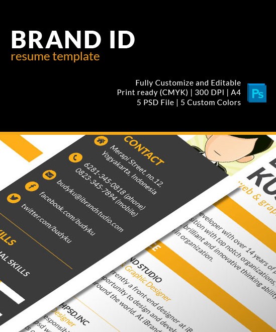 Brand ID Resume Template PSD