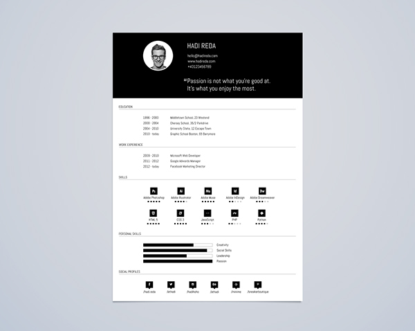 CV Resume Template Din A4 Free PSD
