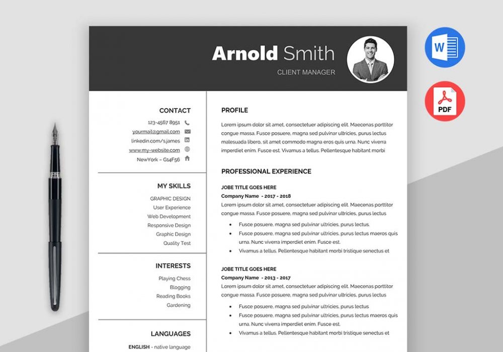 Classic Free Resume Template (MS Word, PDF)