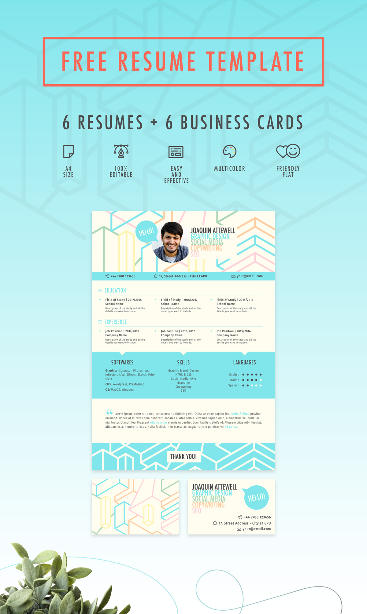 Colorful Free Resume Template 2017