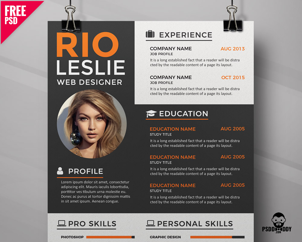 Creative Resume CV Template PSD