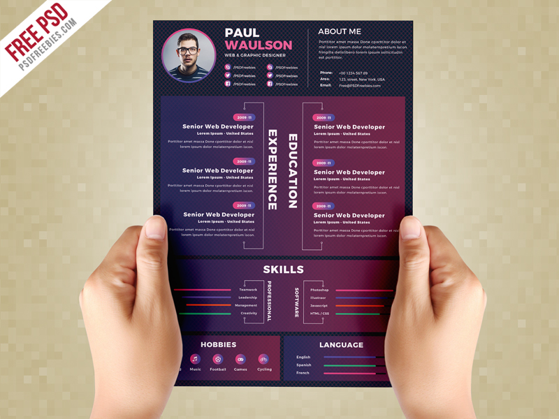 Creative Resume Design Template PSD