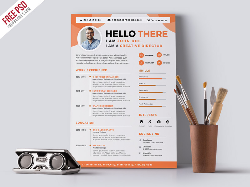 Designer Resume CV PSD Template