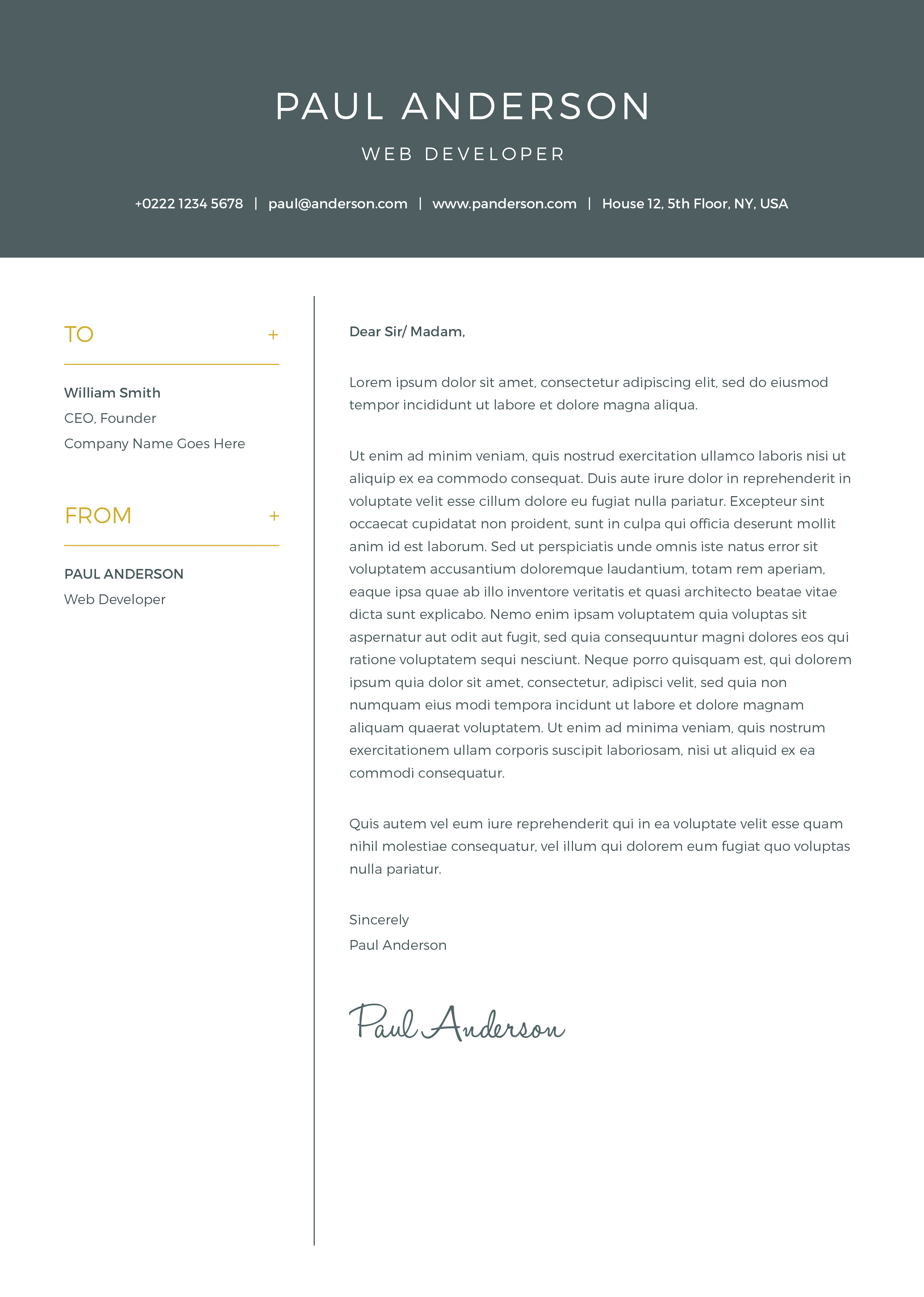 Executive Black and Gold Free Resume Template