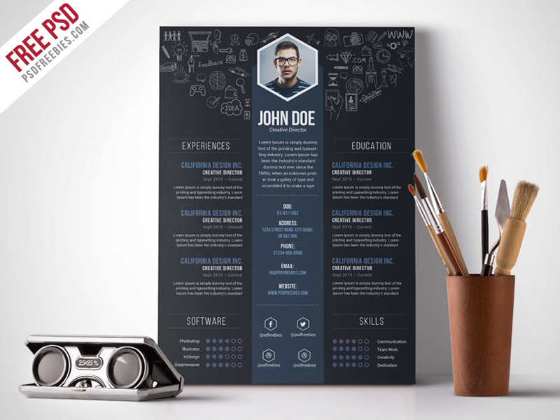 Free Creative Designer Resume Template PSD