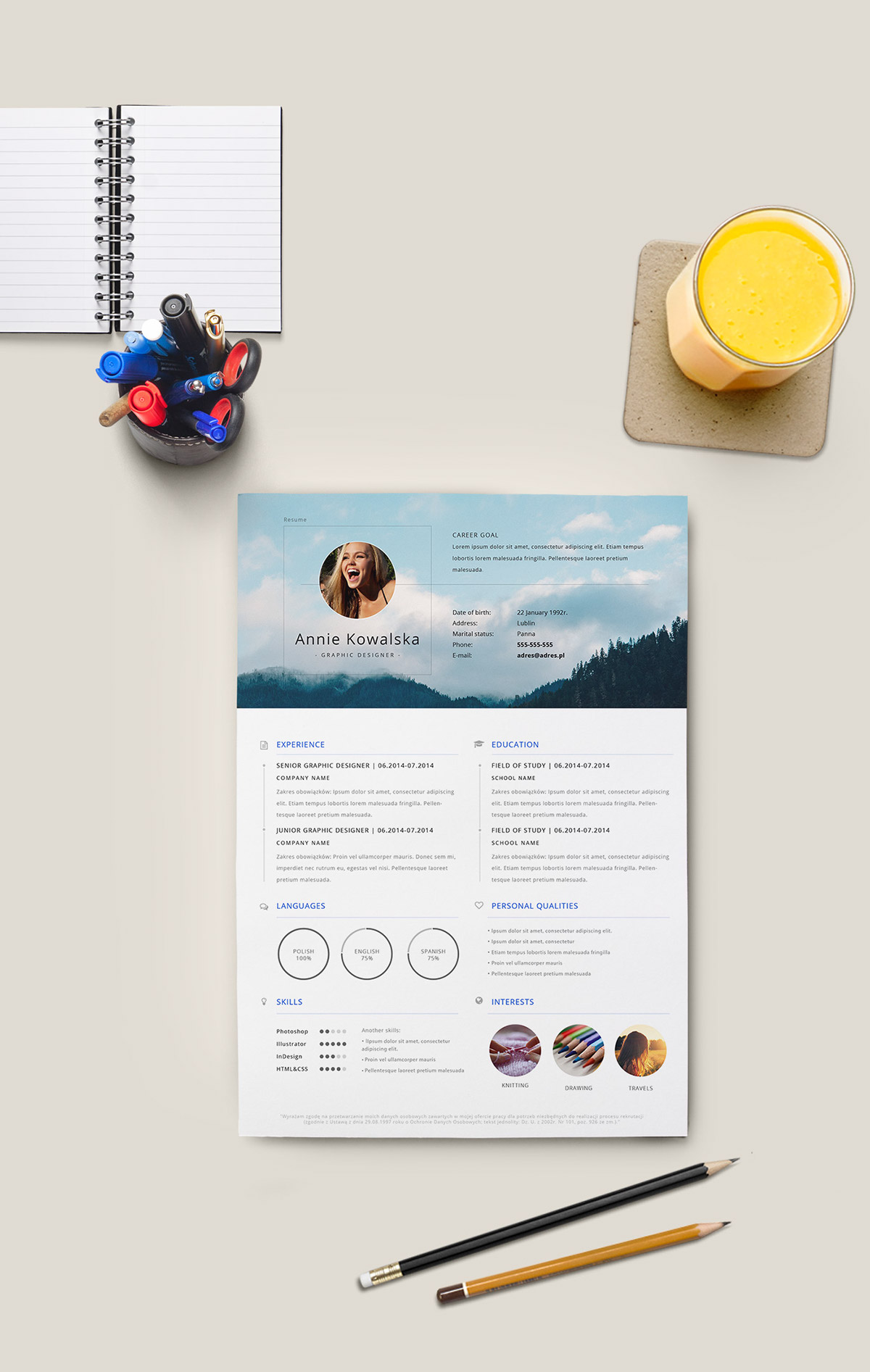 Free Minimalistic Resume CV Template (AI)