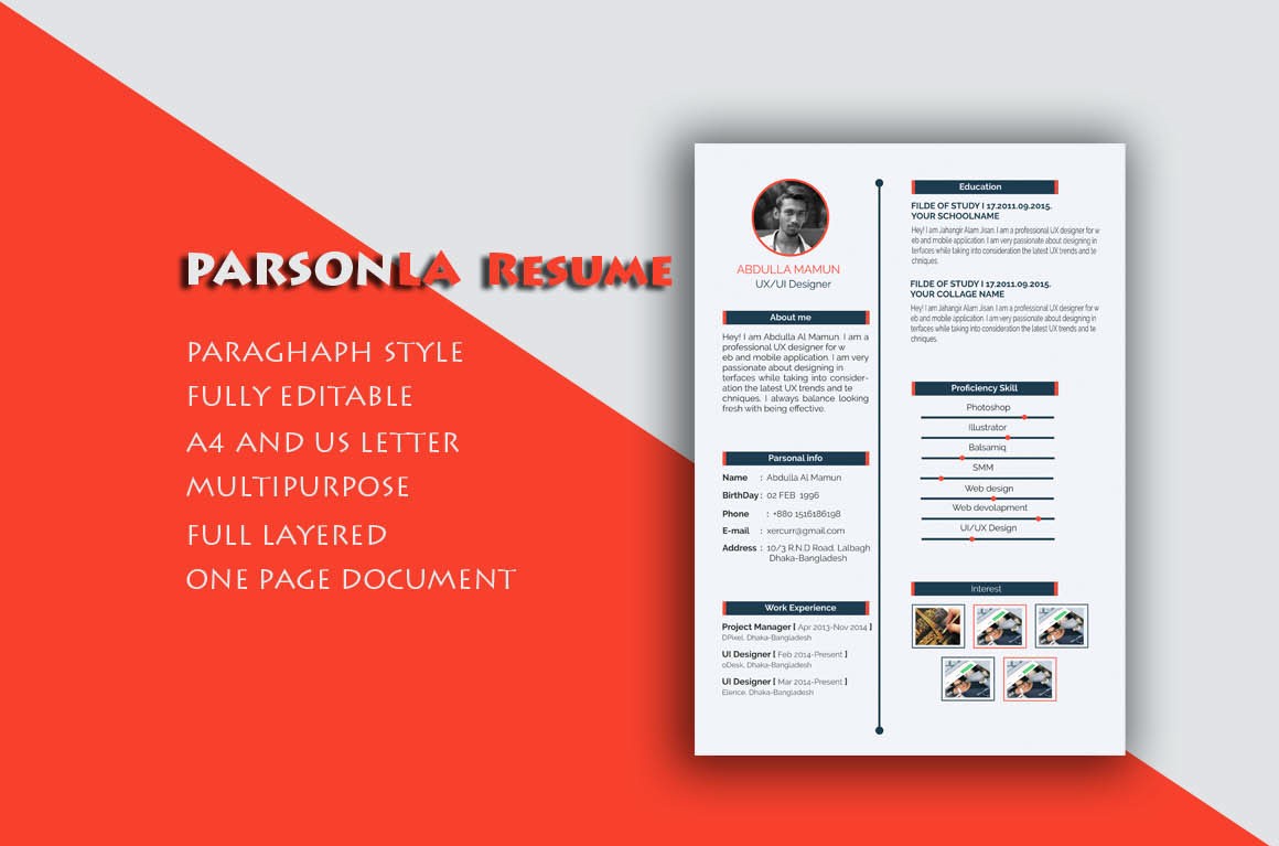 Free Resume CV Template PSD