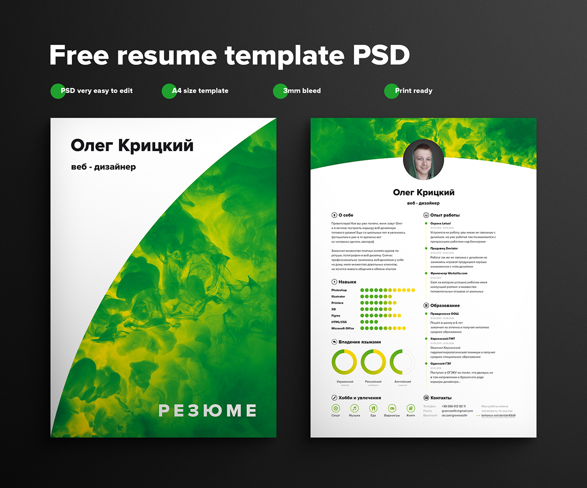 Free Resume Template PSD