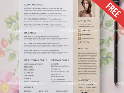 Free Work Resume Template CV and Cover Letter