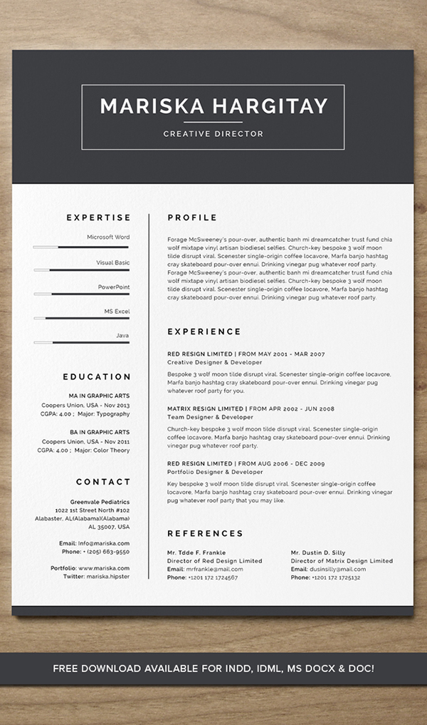 Mariska Hagitary Free Resume Template
