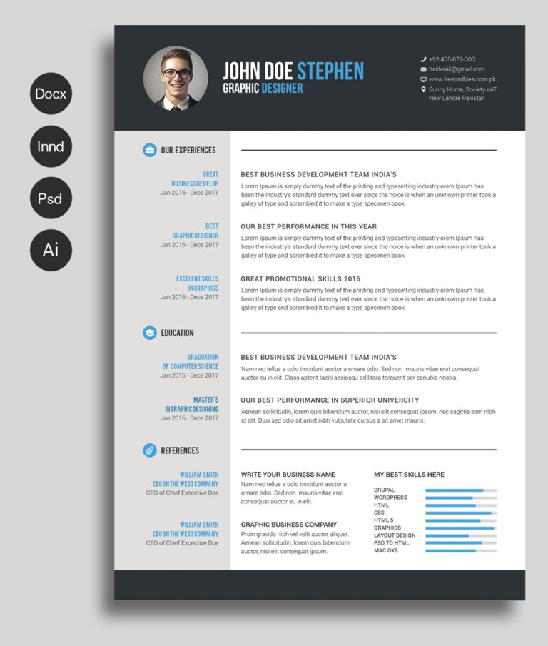 1 - Free Ms.Word Resume and CV Template