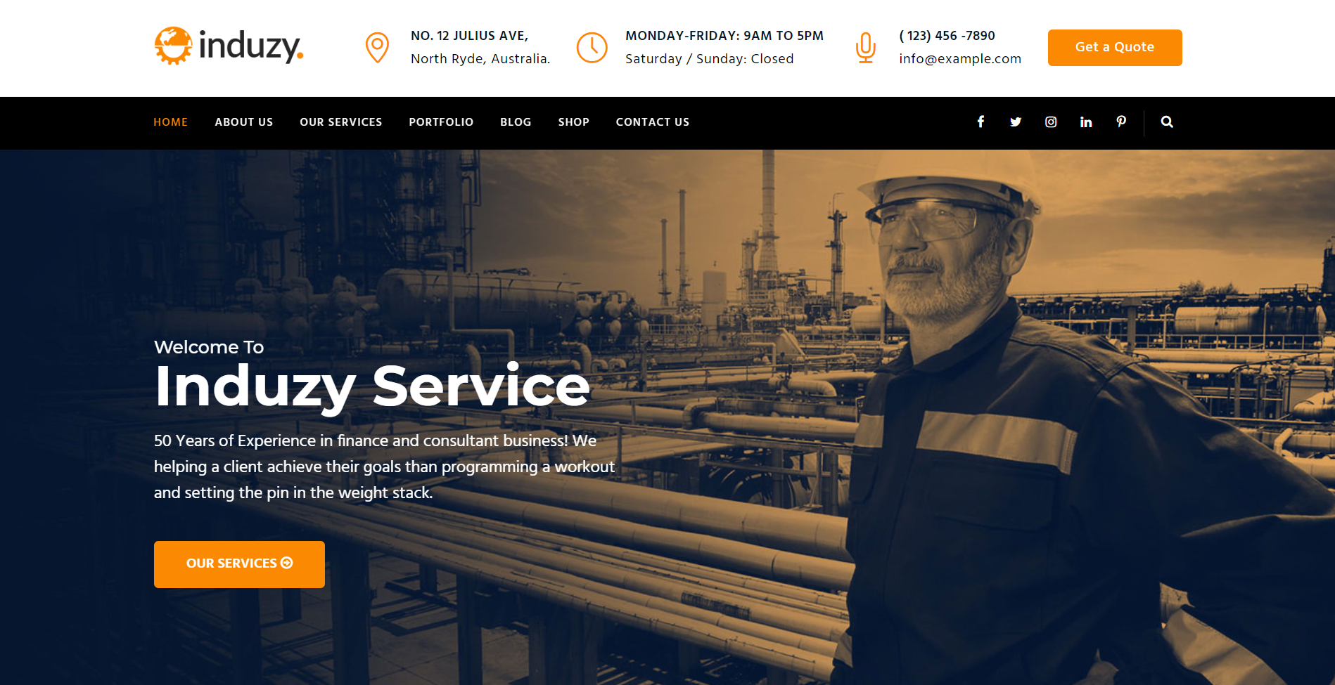 5. Induzy - Factory & Industrial WordPress Theme